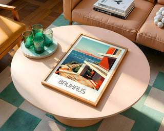Modern Coastal Bauhaus Poster – Minimalist Architecture Wall Art - Just Great Posters