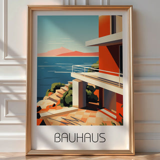 Modern Coastal Bauhaus Poster – Minimalist Architecture Wall Art - Just Great Posters