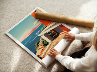 Modern Coastal Bauhaus Poster – Minimalist Architecture Wall Art - Just Great Posters