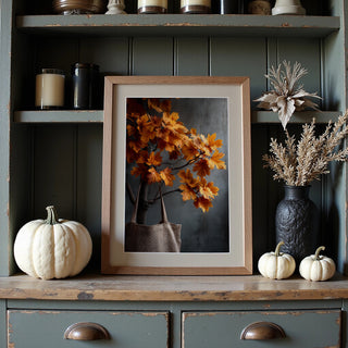 Maple Leaves & Linen Tote – Minimal Autumn Study - Just Great Posters