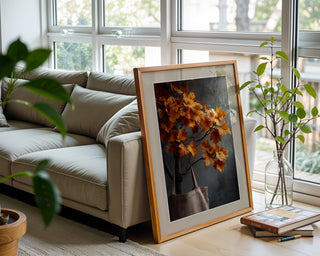 Maple Leaves & Linen Tote – Minimal Autumn Study - Just Great Posters