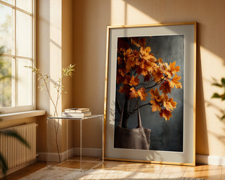 Maple Leaves & Linen Tote – Minimal Autumn Study - Just Great Posters