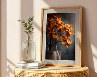 Maple Leaves & Linen Tote – Minimal Autumn Study - Just Great Posters