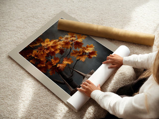 Maple Leaves & Linen Tote – Minimal Autumn Study - Just Great Posters