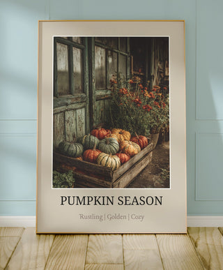 Pumpkin Season Poster – Rustic Farmhouse Autumn Wall Art - Just Great Posters