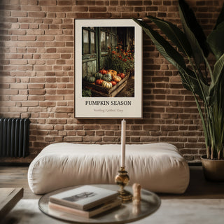 Pumpkin Season Poster – Rustic Farmhouse Autumn Wall Art - Just Great Posters