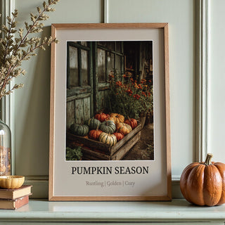 Pumpkin Season Poster – Rustic Farmhouse Autumn Wall Art - Just Great Posters