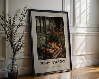 Pumpkin Season Poster – Rustic Farmhouse Autumn Wall Art - Just Great Posters