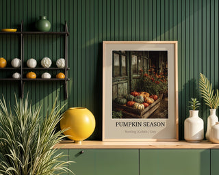 Pumpkin Season Poster – Rustic Farmhouse Autumn Wall Art - Just Great Posters
