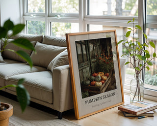 Pumpkin Season Poster – Rustic Farmhouse Autumn Wall Art - Just Great Posters