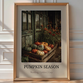 Pumpkin Season Poster – Rustic Farmhouse Autumn Wall Art - Just Great Posters