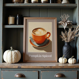 Pumpkin Spiced Poster – Autumn Latte Art Print - Just Great Posters