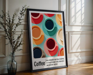 Colorful Retro Coffee Cups Wall Art – Kitchen & Café Poster for Coffee Lovers - Just Great Posters
