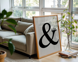 Ampersand Relax Wall Art Print – Minimalist Typography Poster for Calm Modern Interiors - Just Great Posters