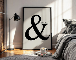 Ampersand Relax Wall Art Print – Minimalist Typography Poster for Calm Modern Interiors - Just Great Posters