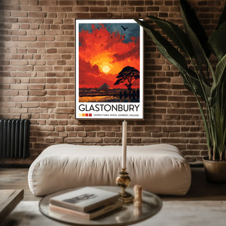 Glastonbury Sunset Poster – Worthy Farm Crowd & Pyramid Stage Wall Art - Just Great Posters