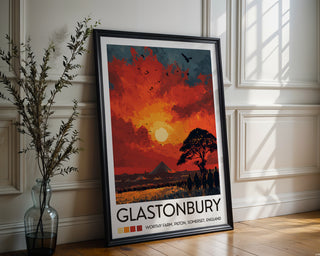 Glastonbury Sunset Poster – Worthy Farm Crowd & Pyramid Stage Wall Art - Just Great Posters