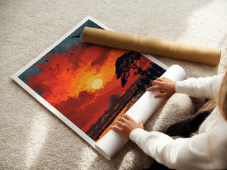 Glastonbury Sunset Poster – Worthy Farm Crowd & Pyramid Stage Wall Art - Just Great Posters