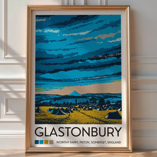 Glastonbury Festival Poster – Worthy Farm Landscape Print, Somerset Wall Art - Just Great Posters