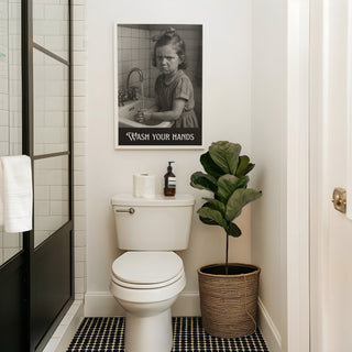 “Wash Your Hands” Vintage Grumpy Kid Poster – Playful Retro Hygiene Art Print - Just Great Posters