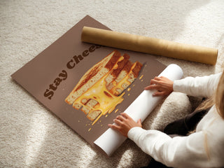 Stay Cheesy! Melty Grilled Cheese Wall Art Print - Just Great Posters