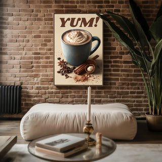 YUM! Spiced Hot Chocolate Poster – Cozy Kitchen Wall Art with Whipped Cream & Cinnamon - Just Great Posters