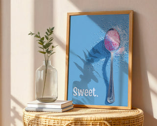 “Sweet.” Candy/Sugar Spoon Art Print – Minimal Typography Food Poster - Just Great Posters