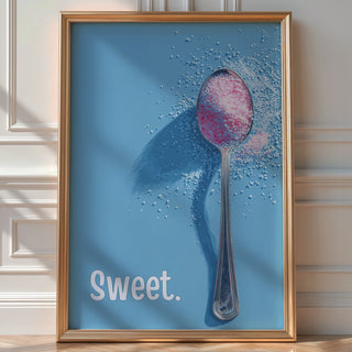 “Sweet.” Candy/Sugar Spoon Art Print – Minimal Typography Food Poster - Just Great Posters