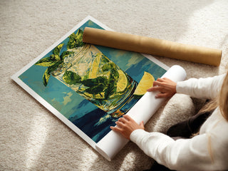 Minty Mojito Cocktail Art Print – Fresh Tropical Drink Wall Decor | 260gsm Free Shipping - Just Great Posters