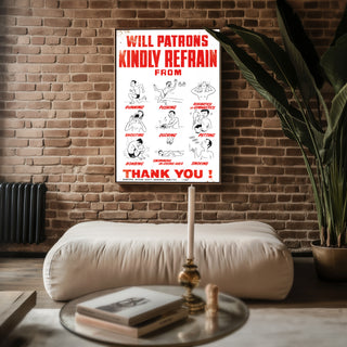 Retro Pool Rules Cartoon Poster - Just Great Posters