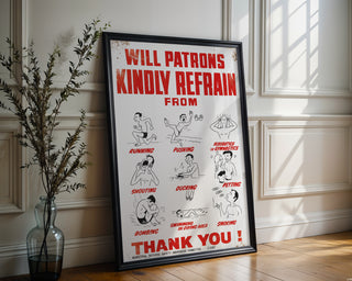 Retro Pool Rules Cartoon Poster - Just Great Posters