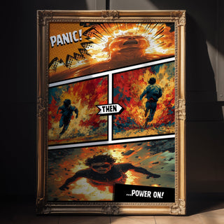 Panic Then Power On Poster - Just Great Posters