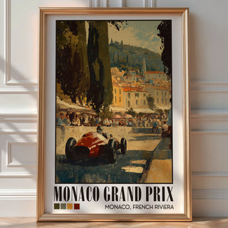 Retro Monaco Grand Prix Poster – Vintage Formula 1 Racing Art Print, French Riviera Motorsport Decor - Just Great Posters