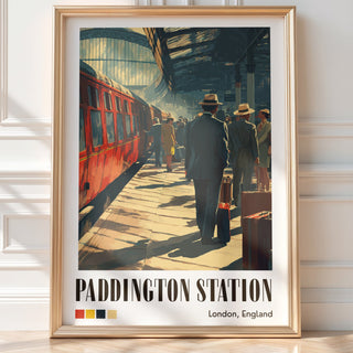Vintage Paddington Station Travel Poster – Retro London Train Wall Art, Elegant British Railway Print - Just Great Posters