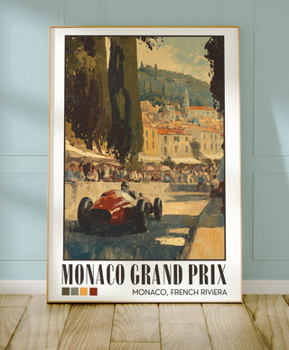 Retro Monaco Grand Prix Poster – Vintage Formula 1 Racing Art Print, French Riviera Motorsport Decor - Just Great Posters