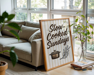 Slow Cooked Sundays Kitchen Poster, Cozy Comfort Food Wall Art - Just Great Posters