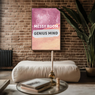Messy Room Genius Mind Poster, Funny Smart Wall Art for Students & Creatives - Just Great Posters