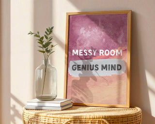 Messy Room Genius Mind Poster, Funny Smart Wall Art for Students & Creatives - Just Great Posters