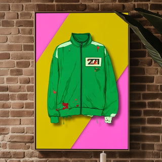 Urban Paint‑Splatter Track Jacket Art Print • Grunge Streetwear Poster for Walls - Just Great Posters
