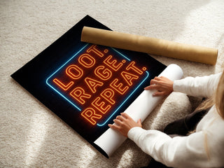 Loot Rage Repeat Neon Gaming Poster - Just Great Posters