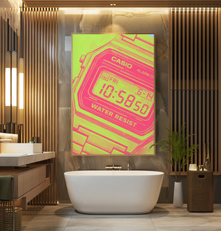 Neon Casio Watch Poster – Retro Tech Pop Art Wall Print - Just Great Posters