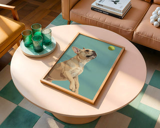 French Bulldog Poster – Minimalist Dog Wall Art With Tennis Ball - Just Great Posters