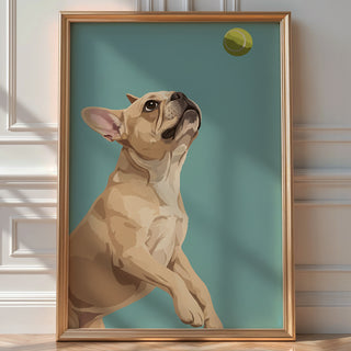 French Bulldog Poster – Minimalist Dog Wall Art With Tennis Ball - Just Great Posters