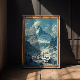 Zermatt Switzerland Poster – Matterhorn Mountain Snow Landscape Print - Just Great Posters