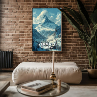 Zermatt Switzerland Poster – Matterhorn Mountain Snow Landscape Print - Just Great Posters