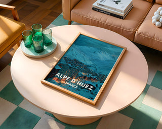 Alpe d’Huez France Poster – Snowy French Ski Resort Wall Art Print - Just Great Posters
