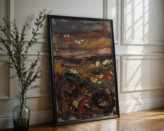 Rustic Ochre Horizon Poster – Bold Expressionist Wall Art — frame-286