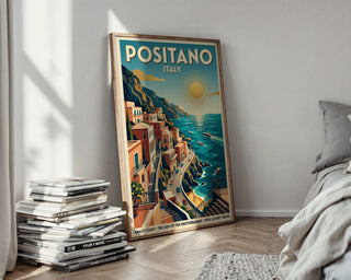 Positano Sunset Poster – Art Deco Amalfi Wall Art Print — styled-wall