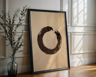 Abstract Enso Circle Poster – Woodblock Style Wall Art Print — frame-286