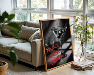 Dirty Martini Wall Art – Moody Cocktail Poster for Bar or Kitchen Decor - Just Great Posters